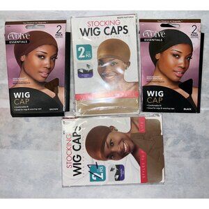 Lot of 7 Evolve Essentials Stocking Wig Caps 2 Pack Collections Brown & Black